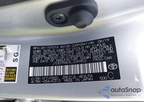 2020 Toyota Corolla Le z USA, uszkodzony, nr VIN JTDEPRAEXLJ049852